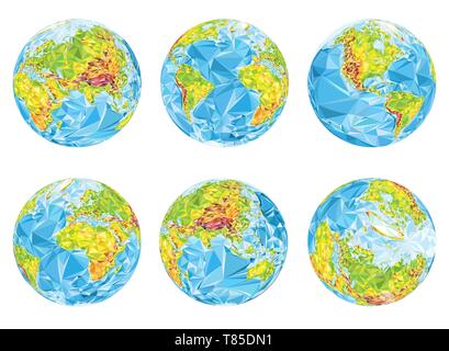 Earth' geographical globes in different positions Stock Vector