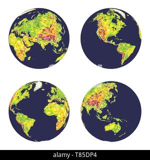 Earth' geographical globes in different positions Stock Vector
