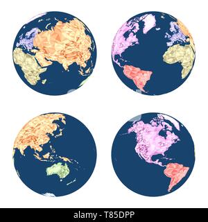 Earth' geographical globes in different positions Stock Vector