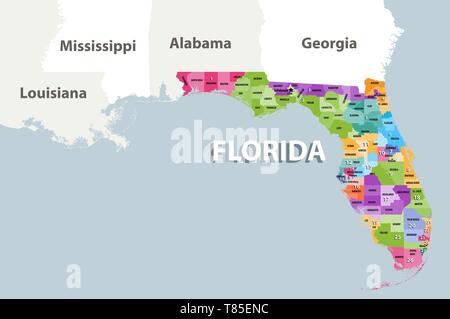 Florida's congressional districts for the 115th Congress (2017-2019) vector map Stock Vector