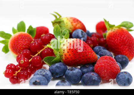 mix fresh berries isolated with white background Stock Photo