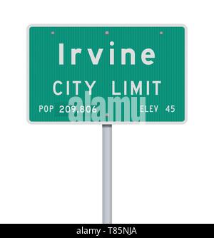 Irvine city United States of America - Vector Illustration Of The Irvine City Limit Green Road Sign T85nja 