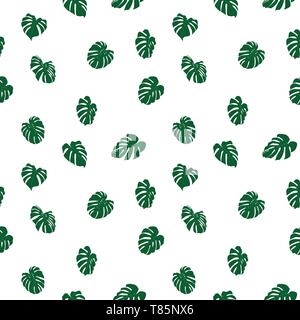 Seamless pattern with tropical monstera leaves. Vector illustration. Seamless background with green leaves Stock Vector