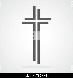 Gray Christian cross icon in flat design. Vector illustration. Abstract Christian cross. Stock Vector