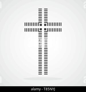 Gray Christian cross icon in flat design. Vector illustration. Abstract Christian cross. Stock Vector