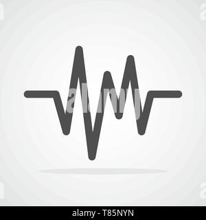 Gray heartbeat icon in flat design. Vector illustration. Sign of the electrocardiogram isolated. Stock Vector