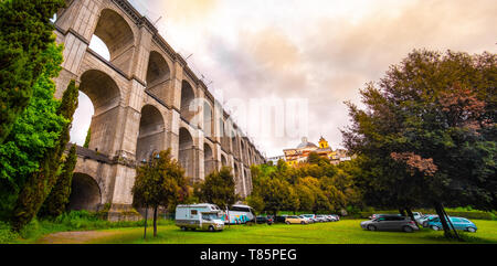 Ariccia panoramic bridge horizontal from Bernini parking  - Rome suburb in Lazio - Italy  Stock Photo