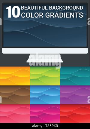 10 BEAUTIFUL BACKGROUND COLOR GRADIENTS SET Stock Vector