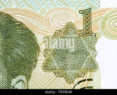 Chinese one yuan currency on macro. Detail photo of Chines bill. Stock Photo