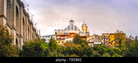 Ariccia bridge and village skyline panoramic horizontal rome suburb in Lazio on Castelli Romani Stock Photo