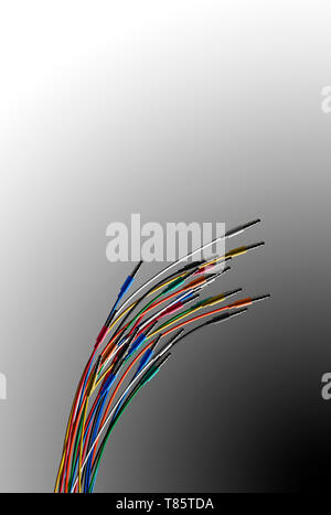 Coloured wires with jack plugs Stock Photo