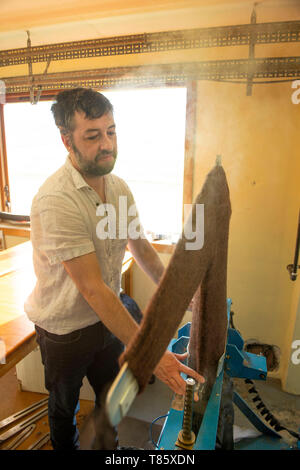 Inside the factory Laurence Odie Knitwear in the village of Hoswick