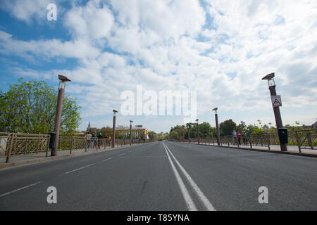 Avenue of Christopher Columbus in Seville Stock Photo