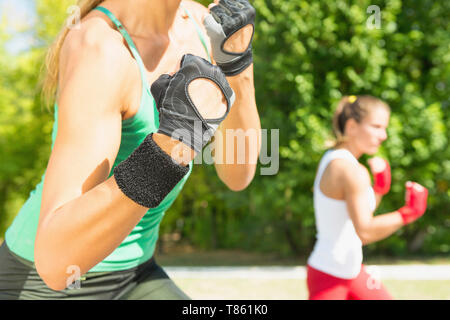 Kickboxing training outdoors Stock Photo