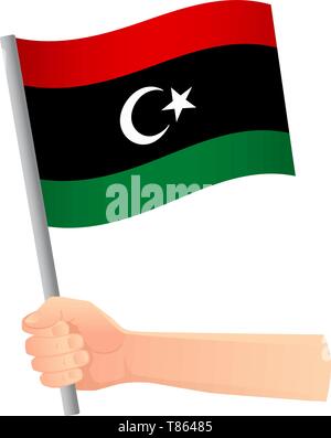libya flag in hand. Patriotic background. National flag of libya vector illustration Stock Vector