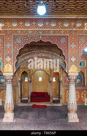 India, Rajasthan, Bikaner, Junagarh Fort built in the 16th century, Anup Mahal, Private Audience Hall Stock Photo