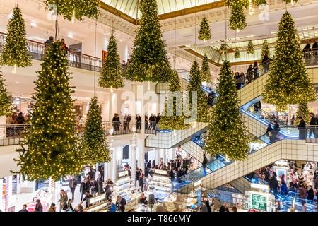 France, Paris, the Bon Marche department store during Christmas Stock Photo
