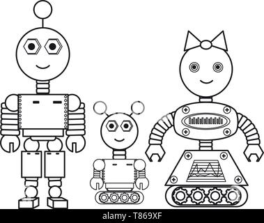 cartoon robots family icon Stock Vector Image & Art - Alamy