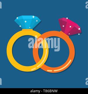 rings with diamonds vector illustration Stock Vector