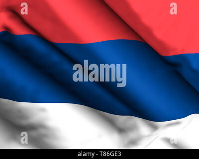 Waving close up Serbia flag background. 3d illustration. Stock Photo