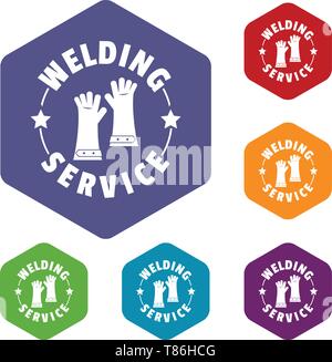 Welding instrument icons vector hexahedron Stock Vector