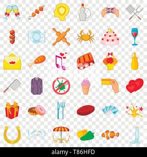 Banquet icons set, cartoon style Stock Vector