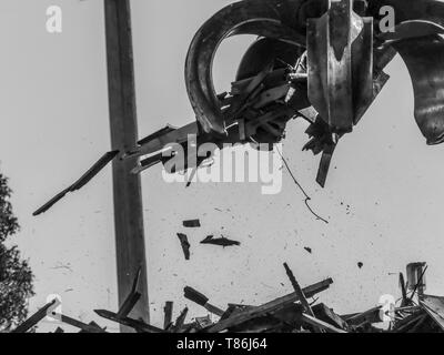 Excavator  working loading dump materials construction site claw closeup  Stock Photo