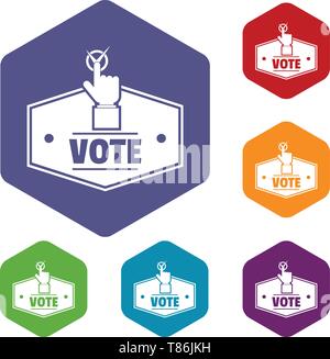 Vote icons vector hexahedron Stock Vector