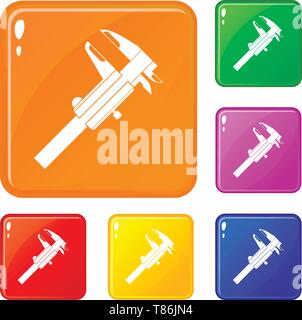 Calipers icons set vector color Stock Vector