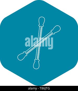 Cotton sticks icon, outline style Stock Vector