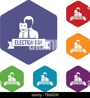Election day icons vector hexahedron Stock Vector