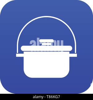 Cooking cauldron icon digital blue Stock Vector