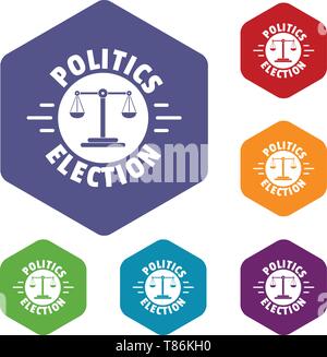 Politics election icons vector hexahedron Stock Vector