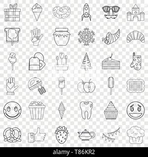 Candy icons set, outline style Stock Vector