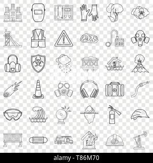 Catastrophic icons set, outline style Stock Vector