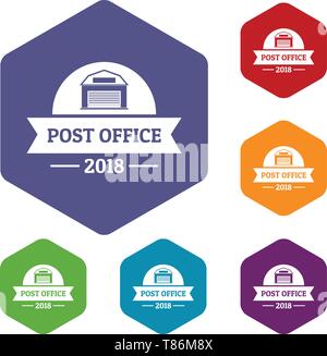 Office post icons vector hexahedron Stock Vector