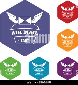 Air mail icons vector hexahedron Stock Vector