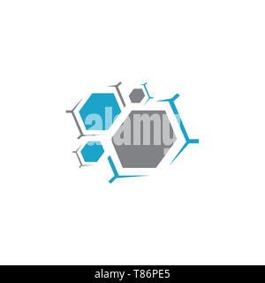 abstract science hexagon Lab logo sign template vector design symbol Stock Photo