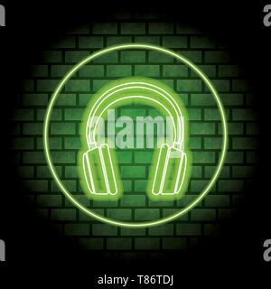 headphones neon Stock Vector