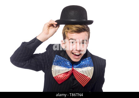 Funny man with giant bow tie Stock Photo