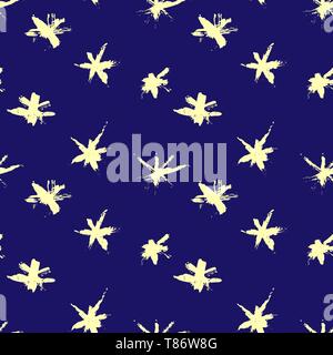Hand drawn grunge stars seamless pattern. Modern ink background. Dry brush print with stars for decoration. Vector illustration. Stock Vector