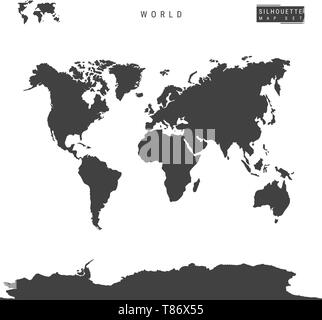 World Blank Vector Map Isolated on White Background. High-Detailed Black Silhouette Map of the World. Stock Vector