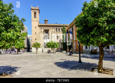 Spain Valencia, Church on Plaza del Colegio del Patriarca, Patriarch's College Square with Museo del Partriarca, Museum of the Patriarch Stock Photo