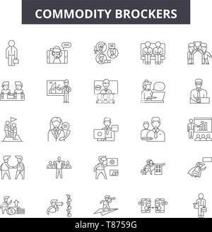 Commodity brokerage service line icons, signs, vector set, outline concept, linear illustration Stock Vector