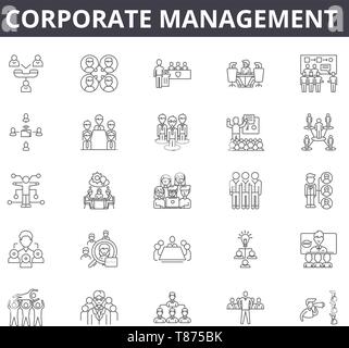 Corporate management system line icons, signs, vector set, outline concept, linear illustration Stock Vector