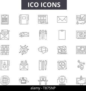 Ico concept line icons, signs, vector set, outline concept, linear illustration Stock Vector