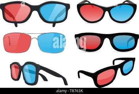 3d movie glasses. Collection of various designs Stock Vector
