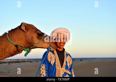 Morocco, Tafilalet region, Merzouga, erg Chebbi dunes Stock Photo