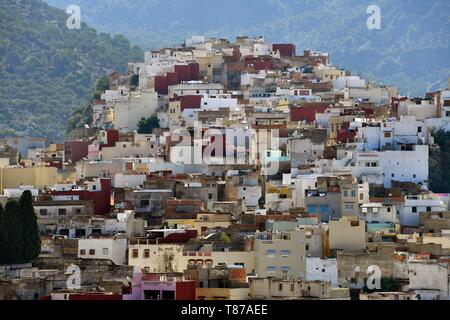 Morocco, Meknes Tafilalet Region, overview of Moulay Idriss Holy City Stock Photo