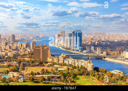 Beautiful view of Cairo and the Nile from above, Egypt Stock Photo